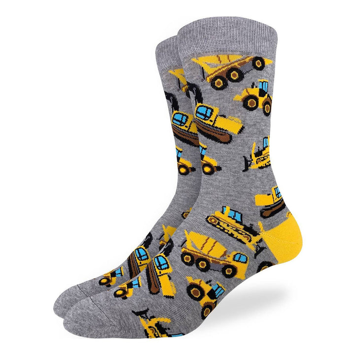 "Construction" Cotton Crew Socks by Good Luck Sock - Extra Large