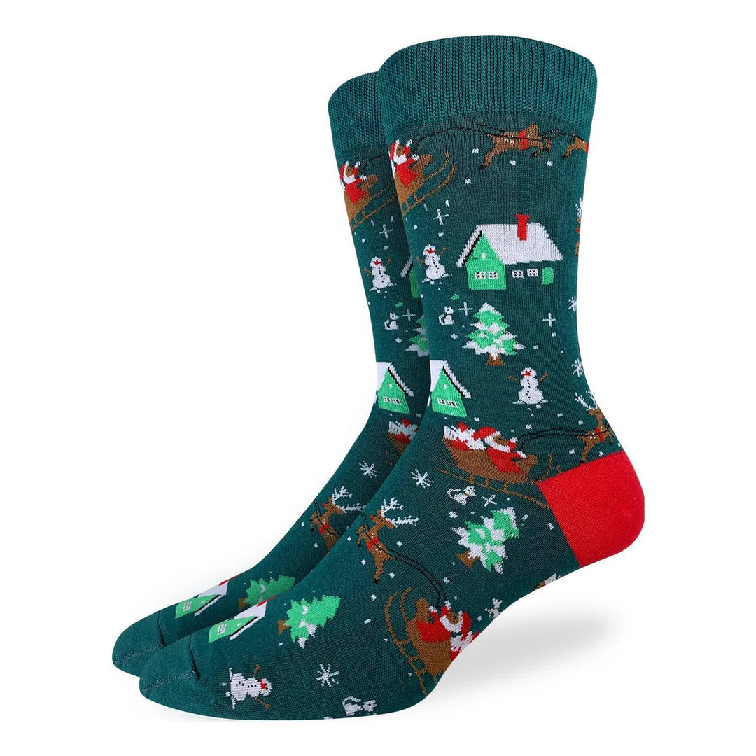 Chaussettes en coton « Père Noël sur un traîneau » par Good Luck Sock