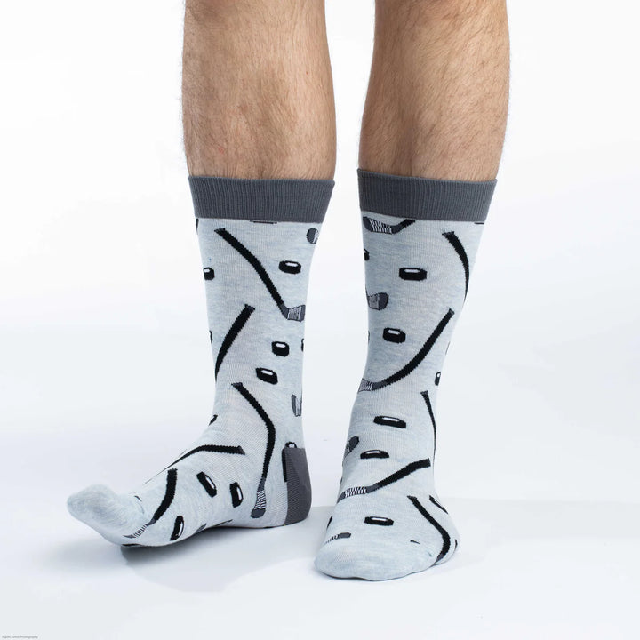 "Hockey Sticks and Pucks" Cotton Crew Socks by Good Luck Sock