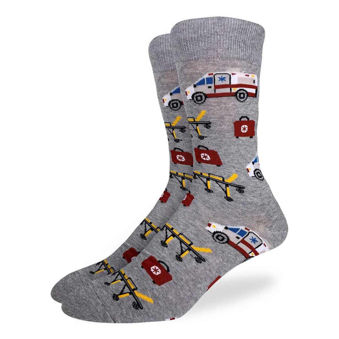 "Paramedic" Cotton Crew Socks by Good Luck Sock - Medium