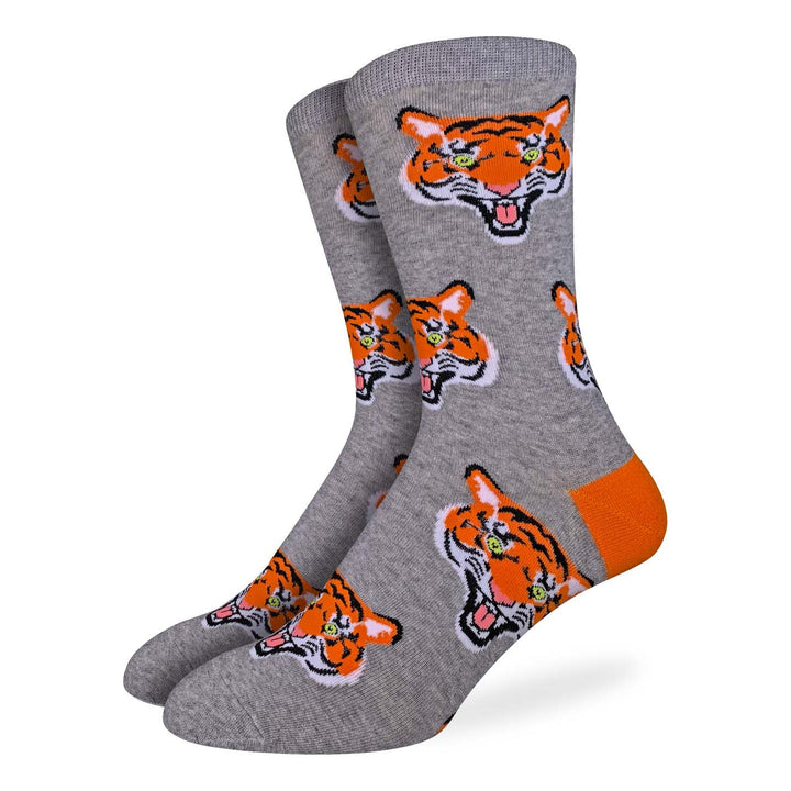 "Tigers" Cotton Crew Socks by Good Luck Sock - Large