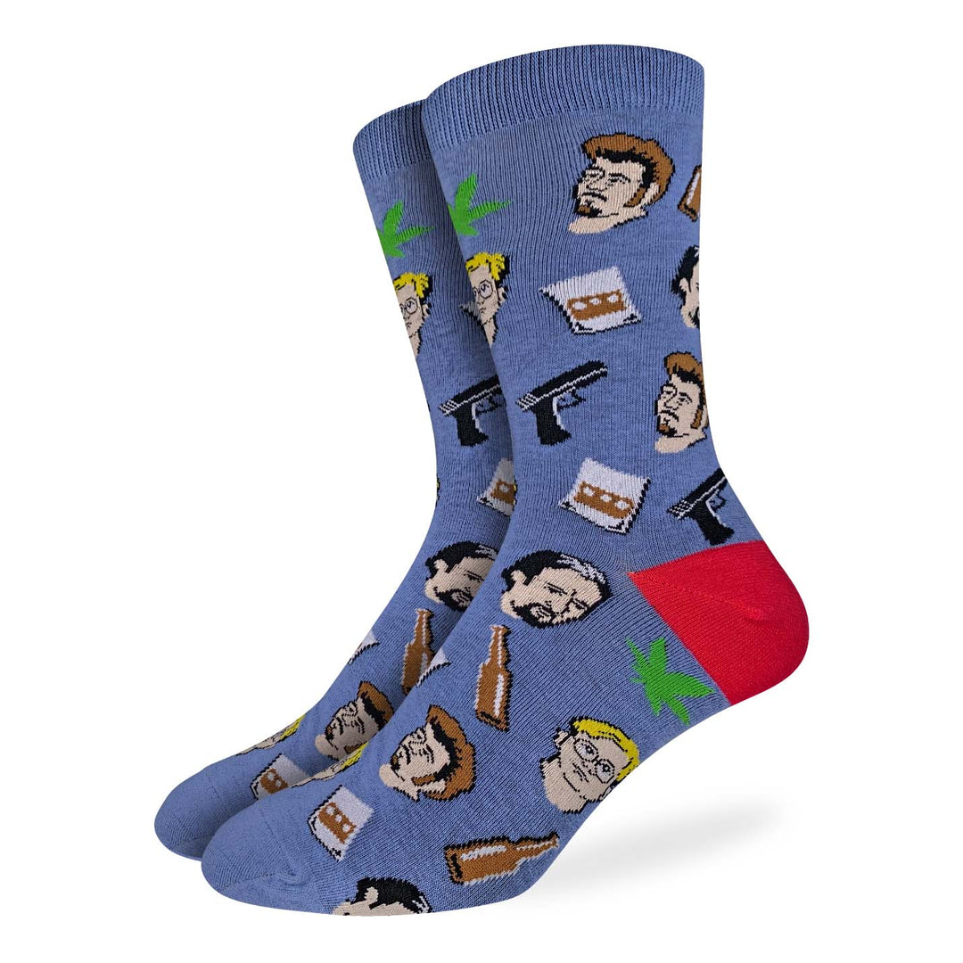 Chaussettes mi-mollet « Bob Ross Faces » par Good Luck Sock 