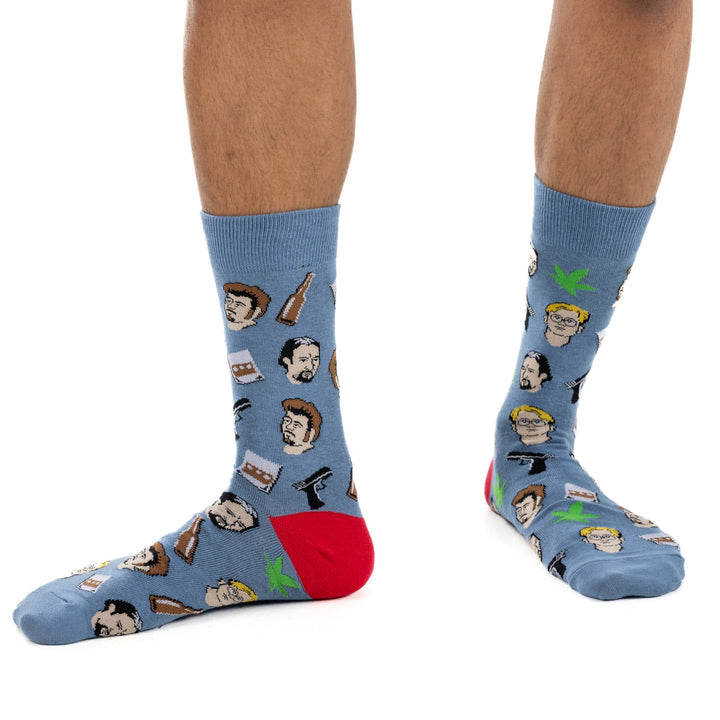 Chaussettes mi-mollet « Bob Ross Faces » par Good Luck Sock 
