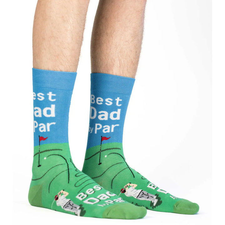 "Best dad By Par" Cotton Crew Socks by Good Luck Sock - Large
