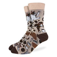"Coffee Cats" Cotton Crew Socks by Good Luck Sock