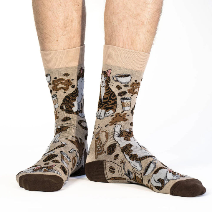 Chaussettes en coton « Coffee Cats » de Good Luck Sock - Medium