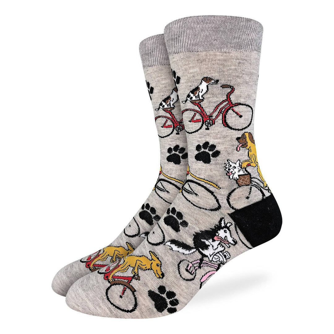 "Dogs Riding Bikes" Cotton Crew Socks by Good Luck Sock