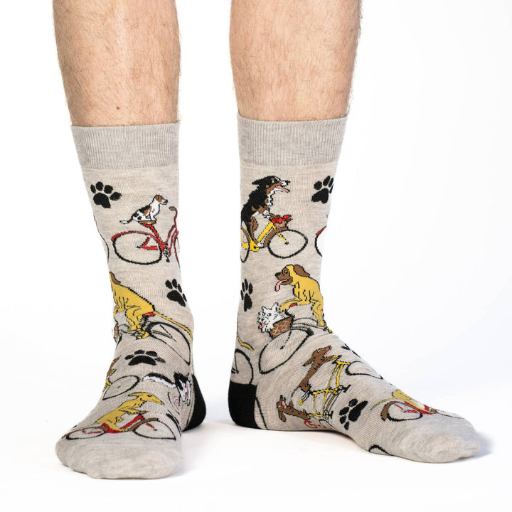 "Dogs Riding Bikes" Cotton Crew Socks by Good Luck Sock