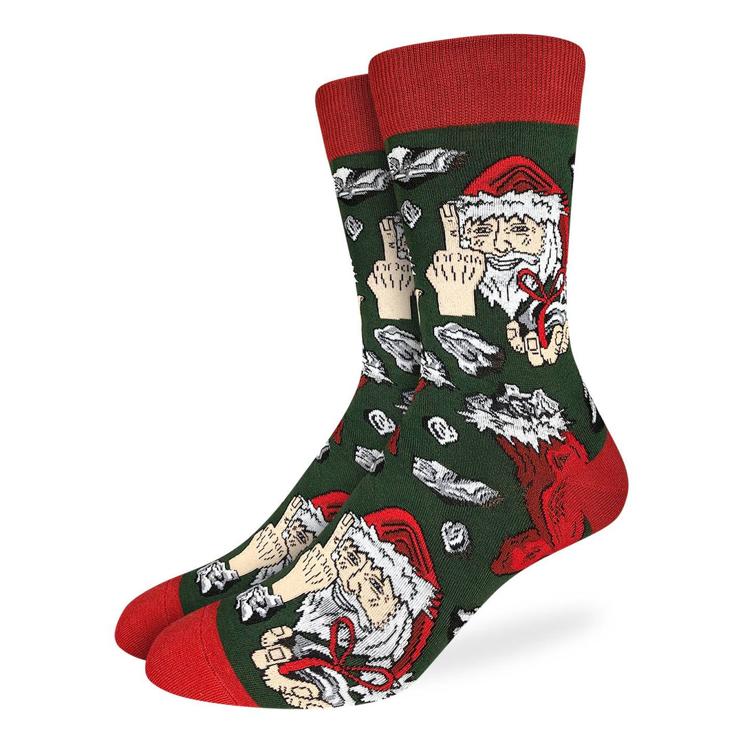 "Santa's Naughty List" Cotton Crew Socks by Good Luck Sock - Large