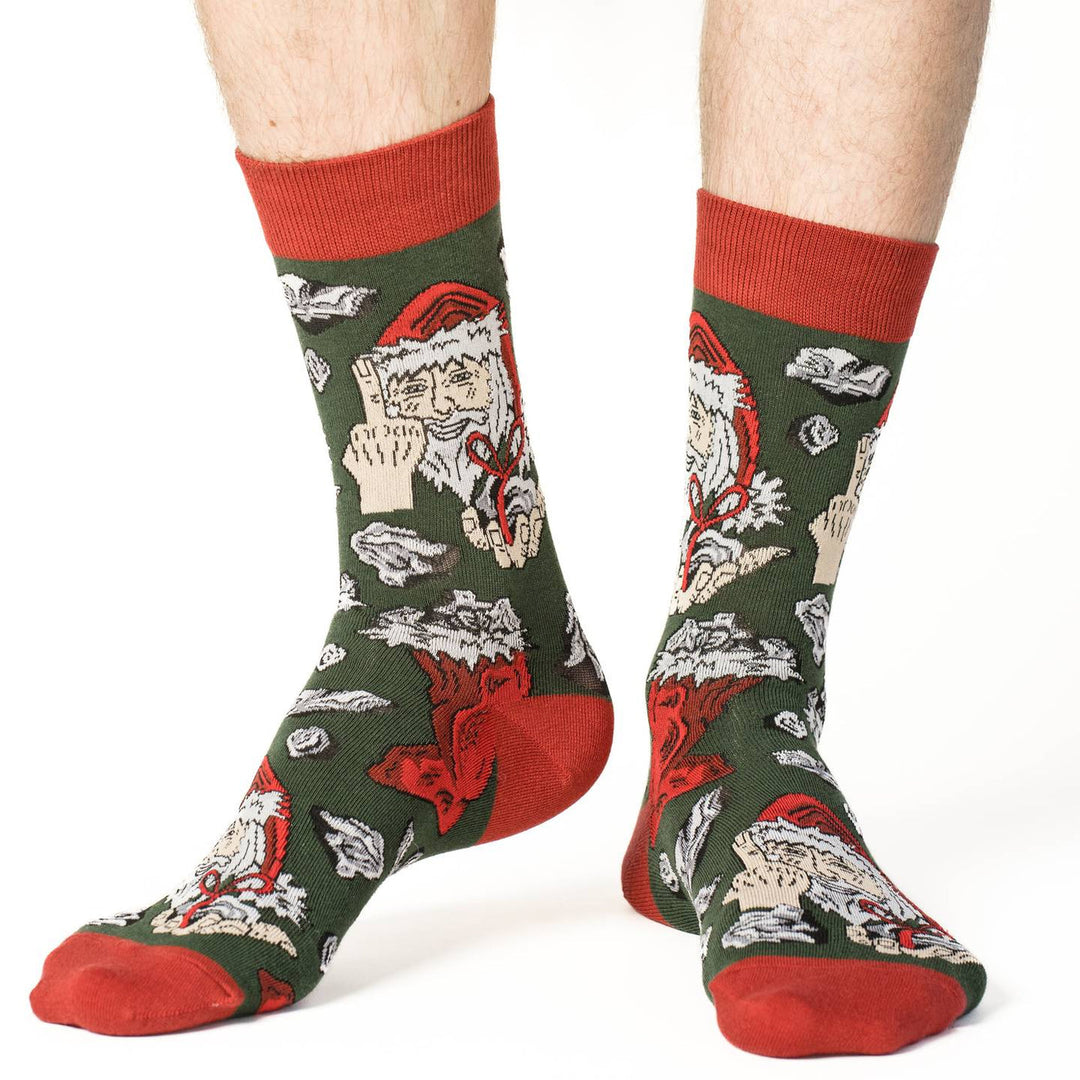 "Santa's Naughty List" Cotton Crew Socks by Good Luck Sock - Large