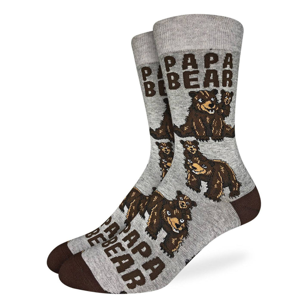 "Papa Bear" Cotton Crew Socks by Good Luck Sock - Extra Large