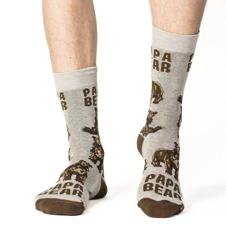 "Papa Bear" Cotton Crew Socks by Good Luck Sock - Extra Large