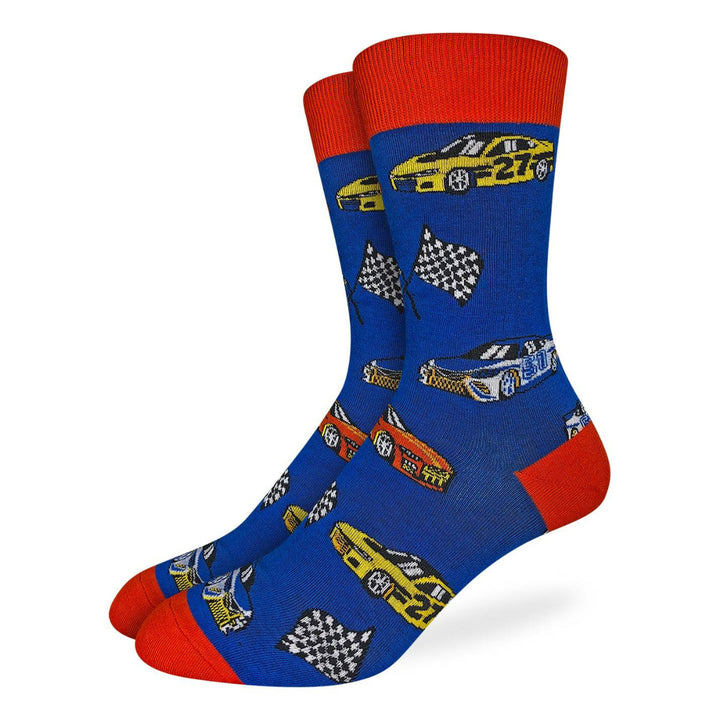 "Race Cars" Cotton Crew Socks by Good Luck Sock - Large