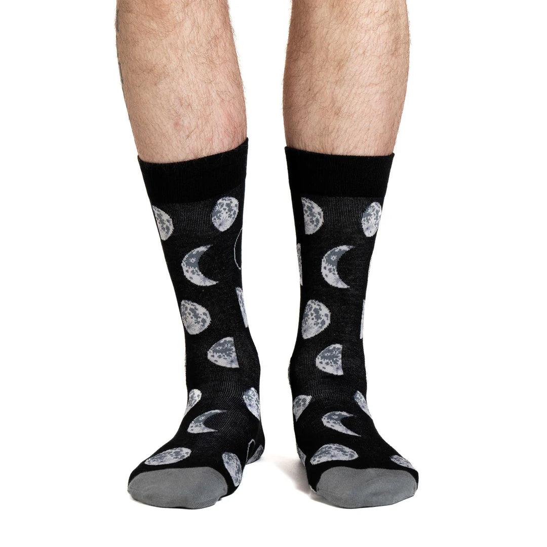 "Phases of the Moon" Cotton Crew Socks by Good Luck Sock