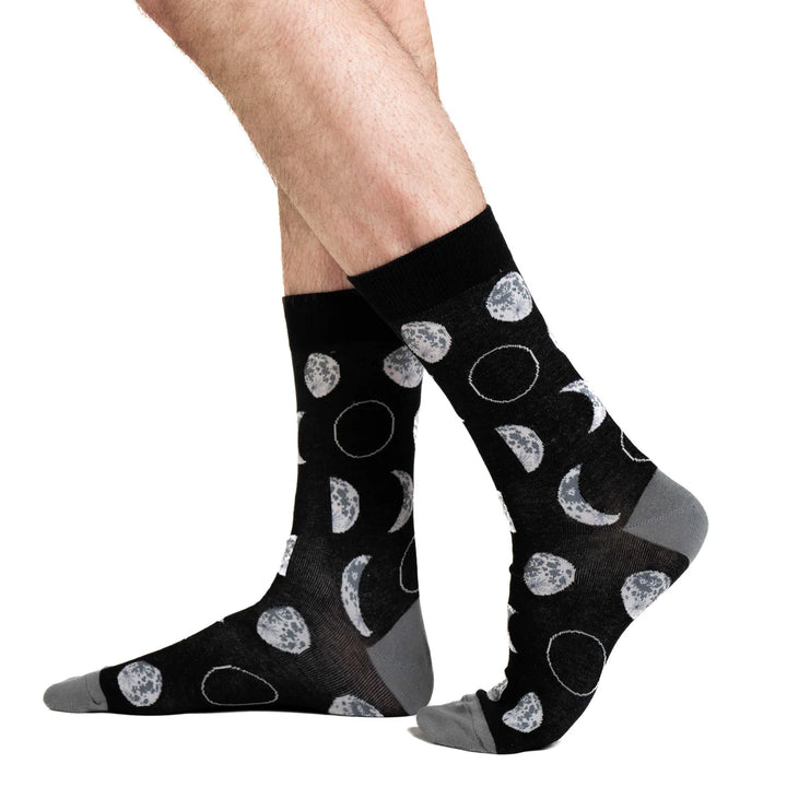 "Phases of the Moon" Cotton Crew Socks by Good Luck Sock