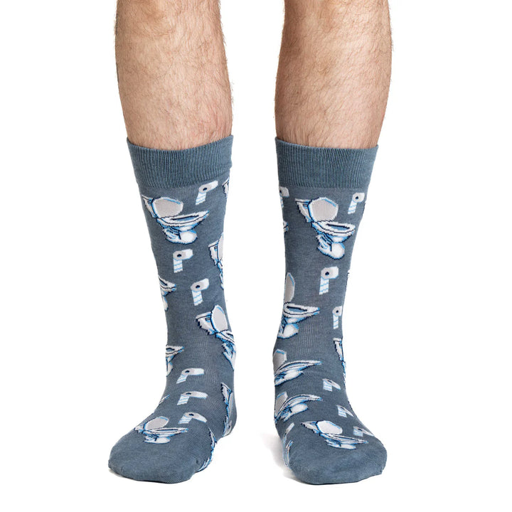 "Toilet Seats" Cotton Crew Socks by Good Luck Sock - Large
