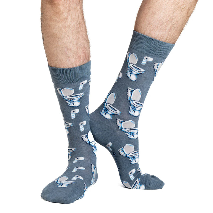 "Toilet Seats" Cotton Crew Socks by Good Luck Sock - Large