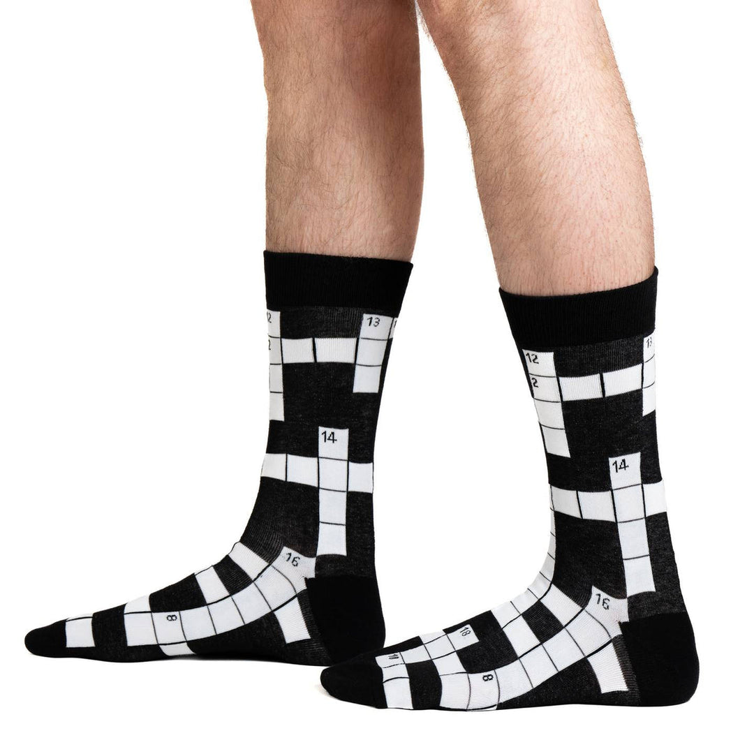 "Crossword Puzzle" Cotton Crew Socks by Good Luck Sock