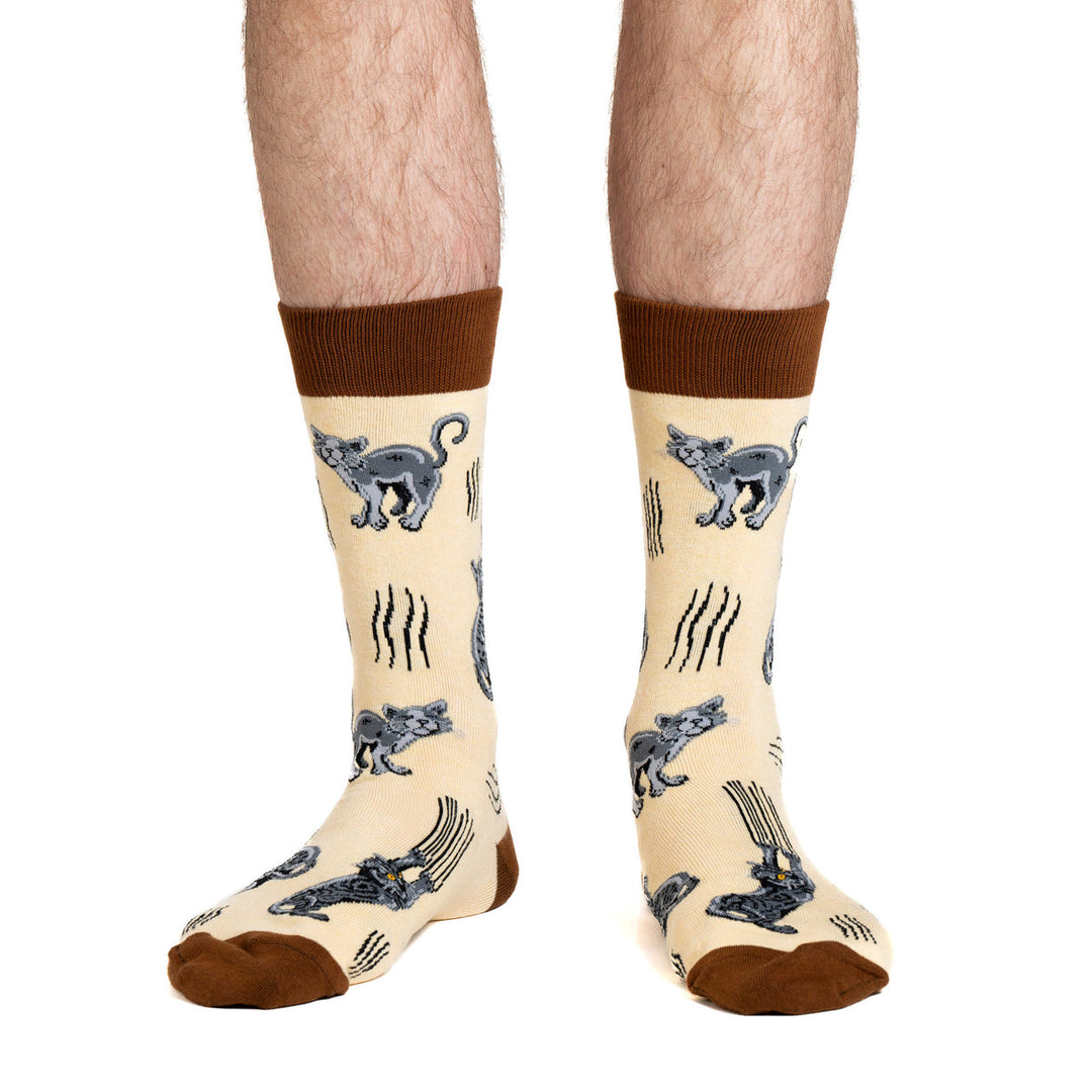 Chaussettes en coton « Coffee Cats » de Good Luck Sock - Medium
