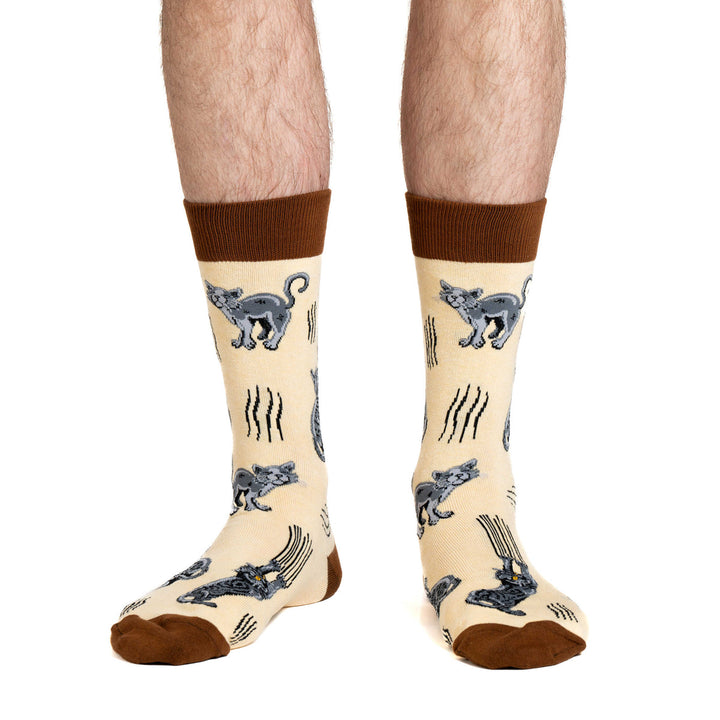 Chaussettes en coton « Coffee Cats » de Good Luck Sock - Medium