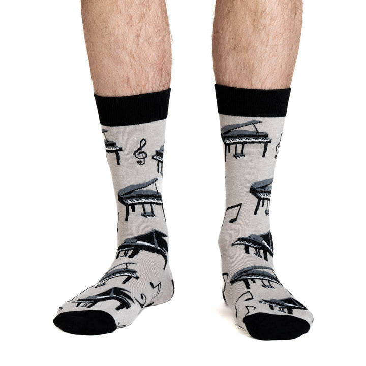 "Piano" Cotton Crew Socks by Good Luck Sock - Large
