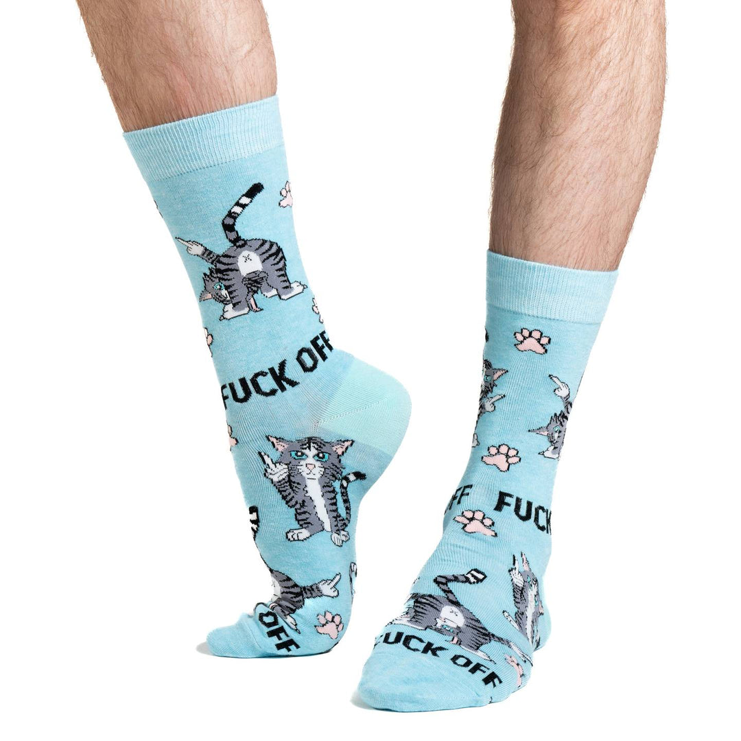 "F@*% Off Cats" Cotton Crew Socks by Good Luck Sock