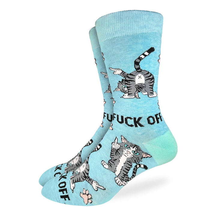"F@*% Off Cats" Cotton Crew Socks by Good Luck Sock