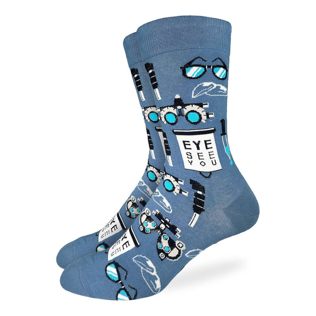 "Optometrist" Cotton Crew Socks by Good Luck Sock -Large