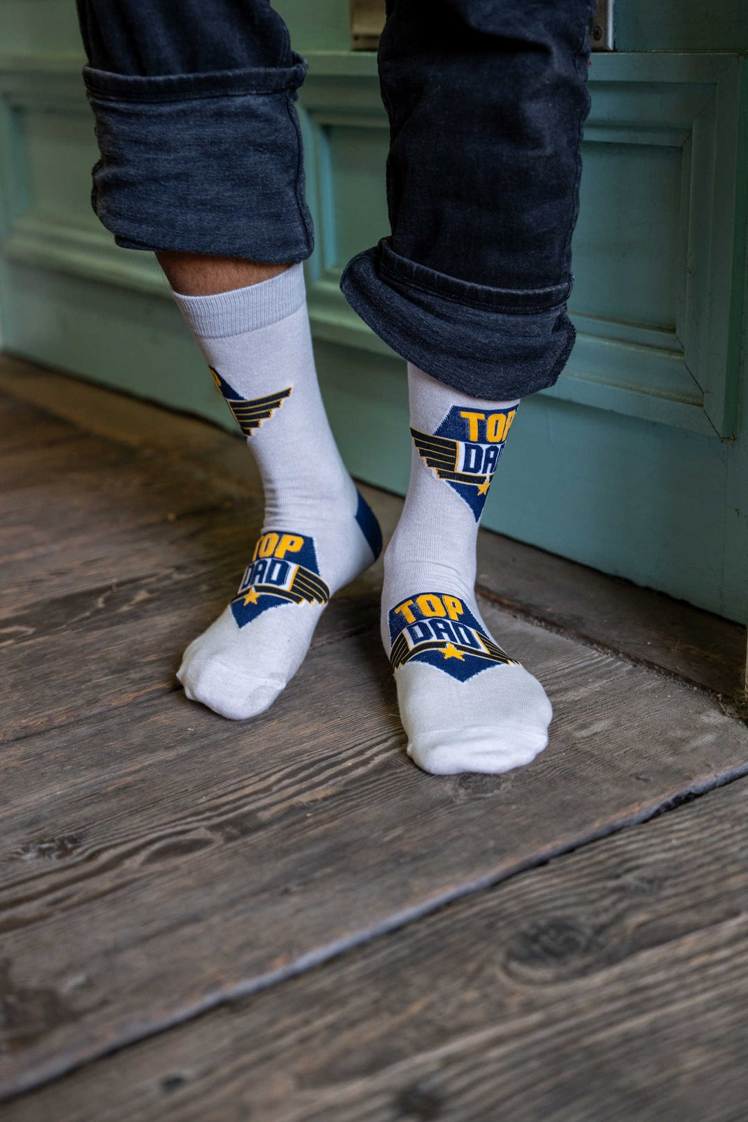 "Top Dad" Cotton Crew Socks by Good Luck Sock - Large