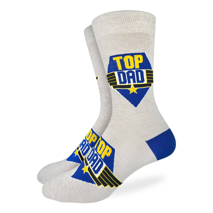 "Top Dad" Cotton Crew Socks by Good Luck Sock - Large