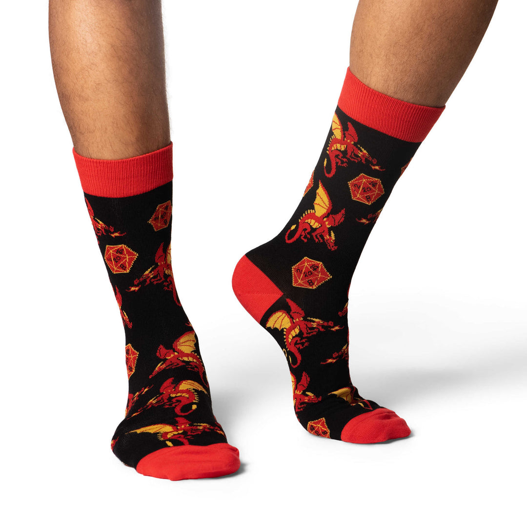 "Dice and Dragons" Cotton Crew Socks by Good Luck Sock - Large