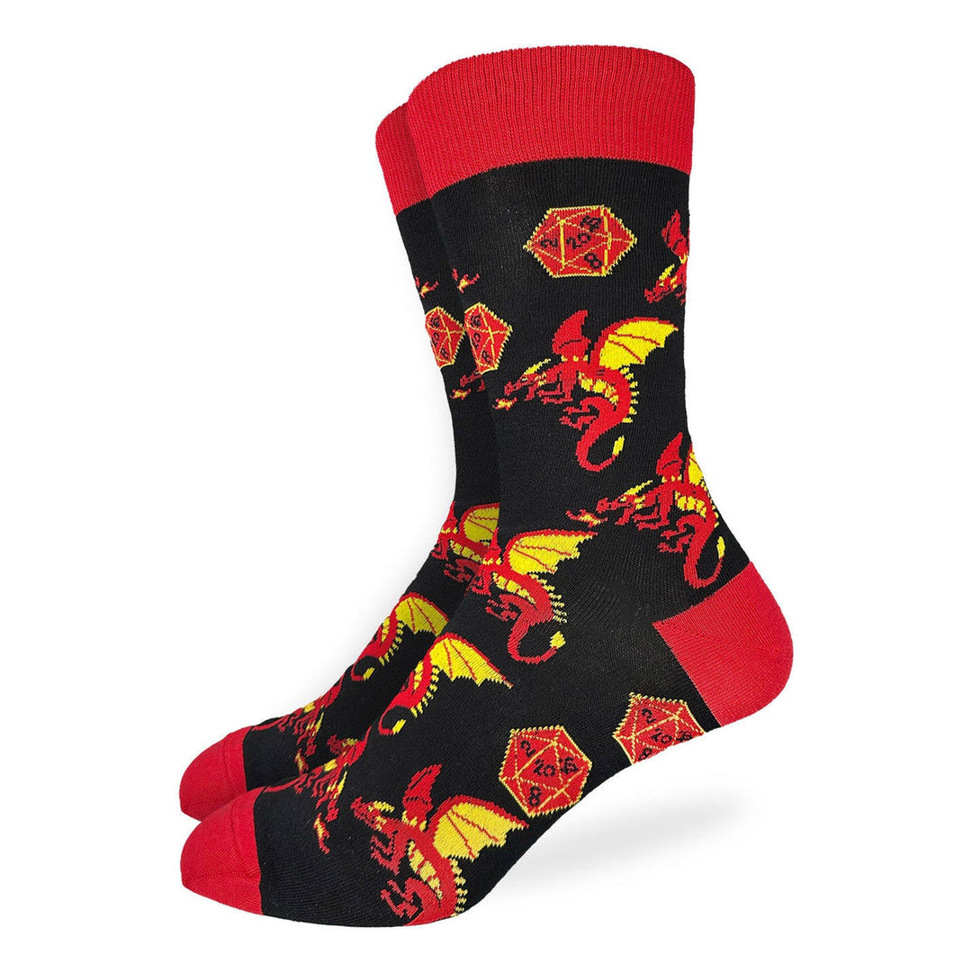 "Dice and Dragons" Cotton Crew Socks by Good Luck Sock - Large