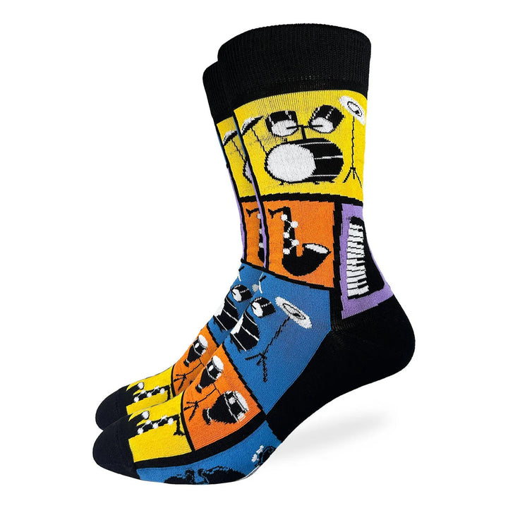 "Jazz Instruments" Cotton Crew Socks by Good Luck Sock - X-Large