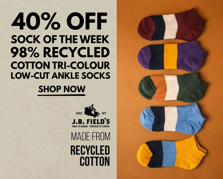 J.B. Fields 98% Recycled Cotton Tri-Colour Low-cut Ankle Socks
