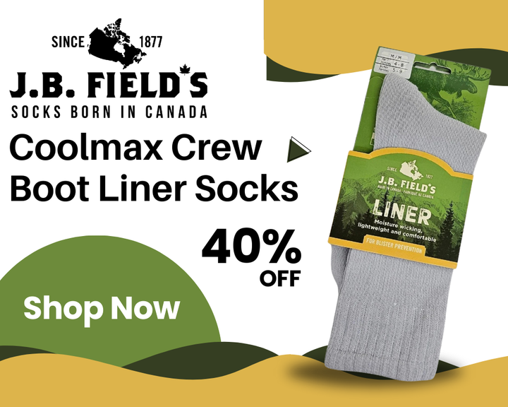 J.B. Field's Coolmax Crew Boot Liner Socks