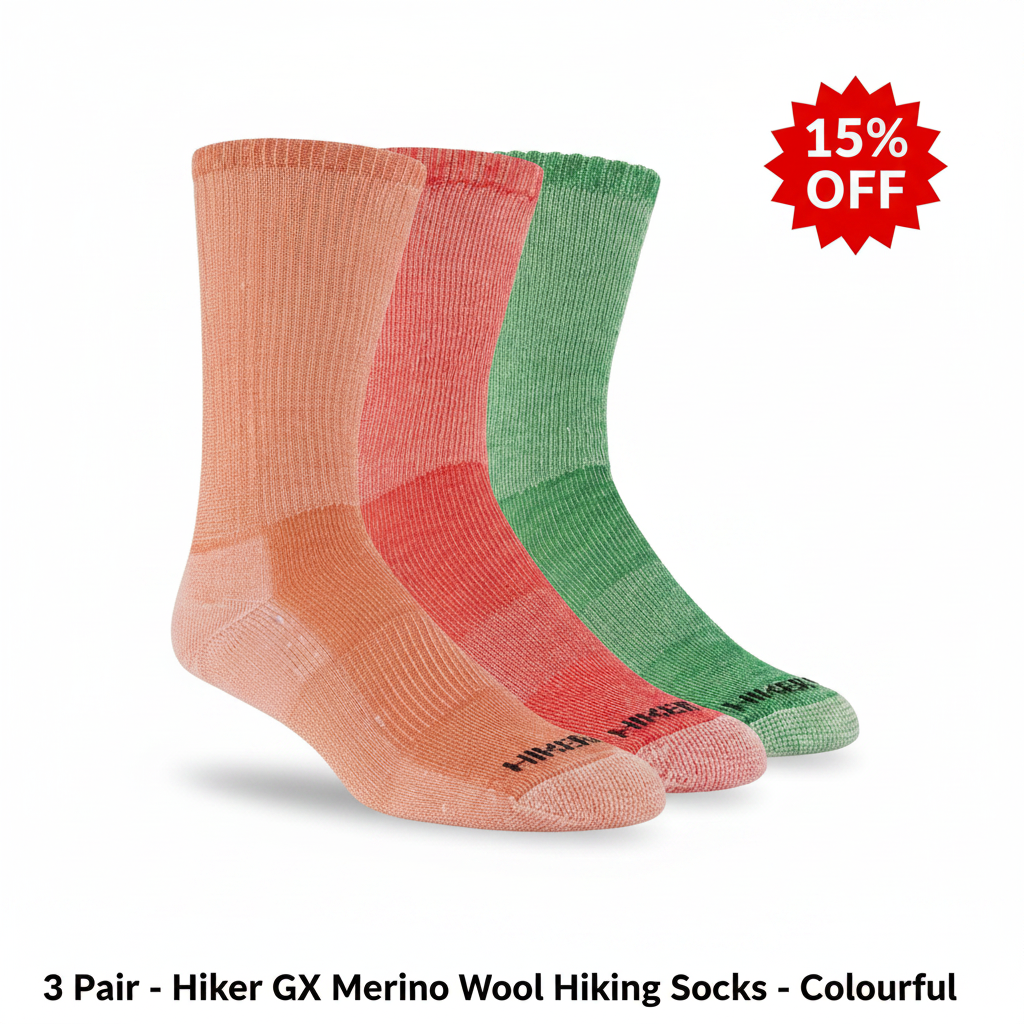 3 Pair Hiker GX Merino Wool Hiking Socks