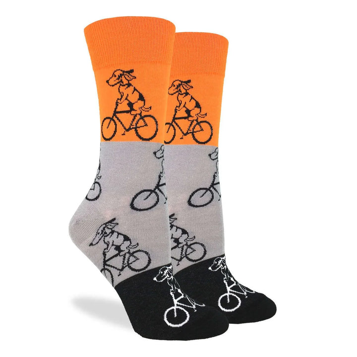Chaussettes en coton « Chien orange à vélo » par Good Luck Sock