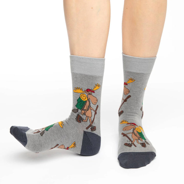 Chaussettes mi-mollet en coton « Hiking Moose » de Good Luck Sock 