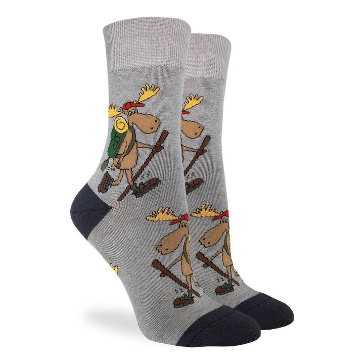 Chaussettes mi-mollet en coton « Hiking Moose » de Good Luck Sock 