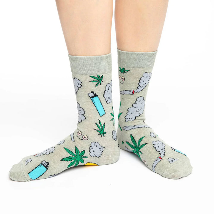 "Stoned Marijuana" Cotton Crew Socks by Good Luck Sock