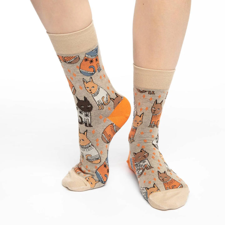 Chaussettes en coton « Sweater Cats » de Good Luck Sock