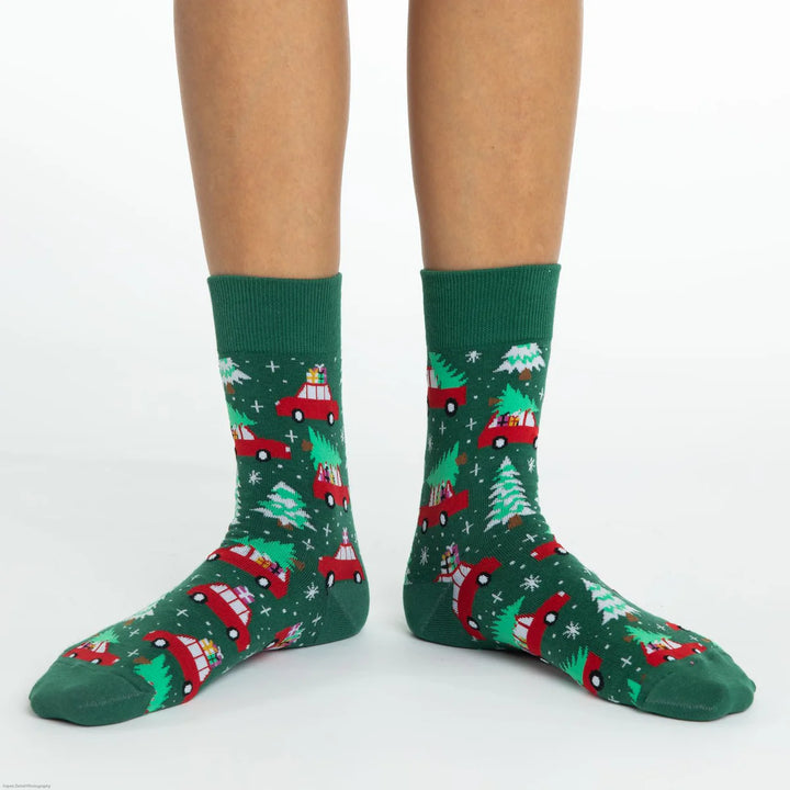 "Christmas Trees" Cotton Crew Socks by Good Luck Sock (CLEARANCE)