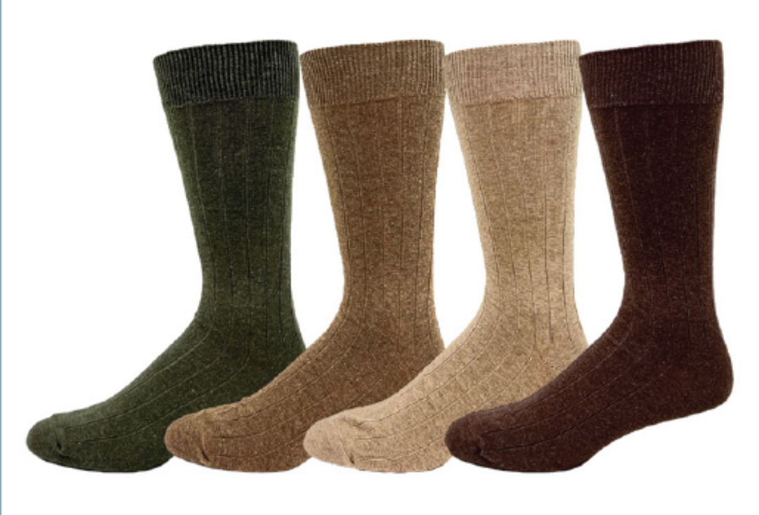 "Cotton Broad Ribbed" Crew Socks by Key - Large