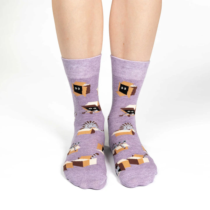 Chaussettes en coton « Chat dans une boîte » de Good Luck Sock - Medium