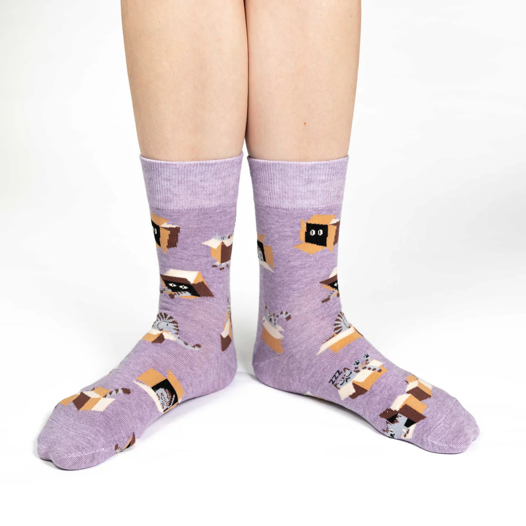 Chaussettes en coton « Chat dans une boîte » de Good Luck Sock - Medium