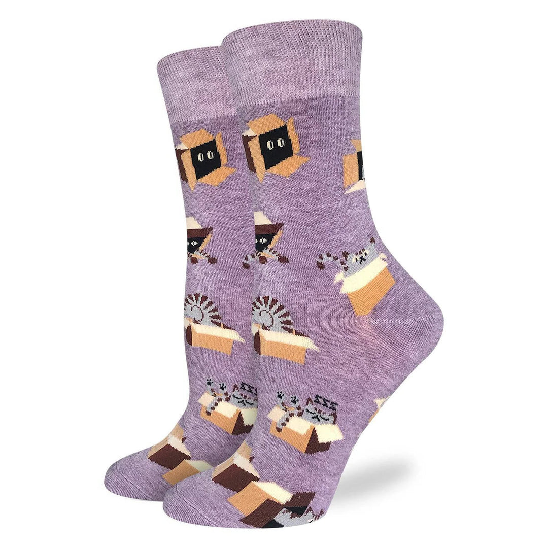 Chaussettes en coton « Chat dans une boîte » de Good Luck Sock - Medium
