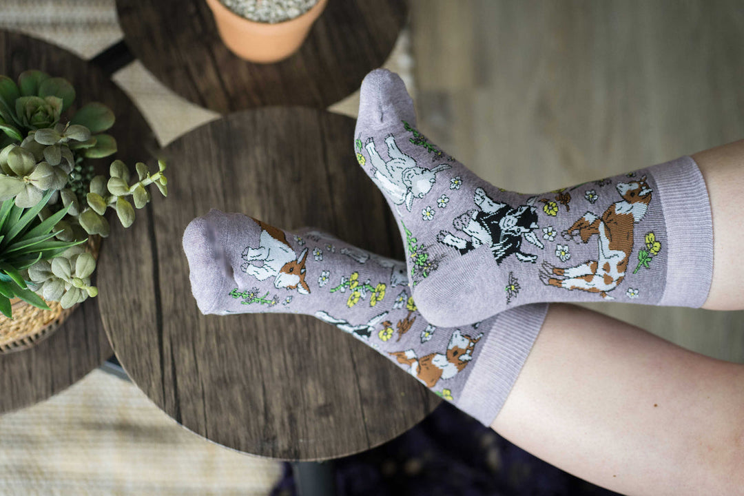 "Baby Goats" Cotton Crew Socks by Good Luck Sock -Medium