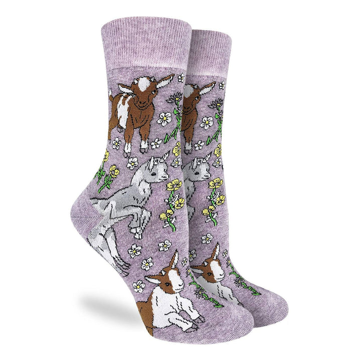 "Baby Goats" Cotton Crew Socks by Good Luck Sock -Medium