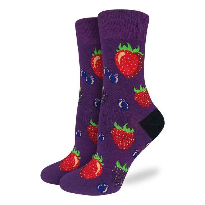 "Berries" Cotton Crew Socks by Good Luck Sock - Medium