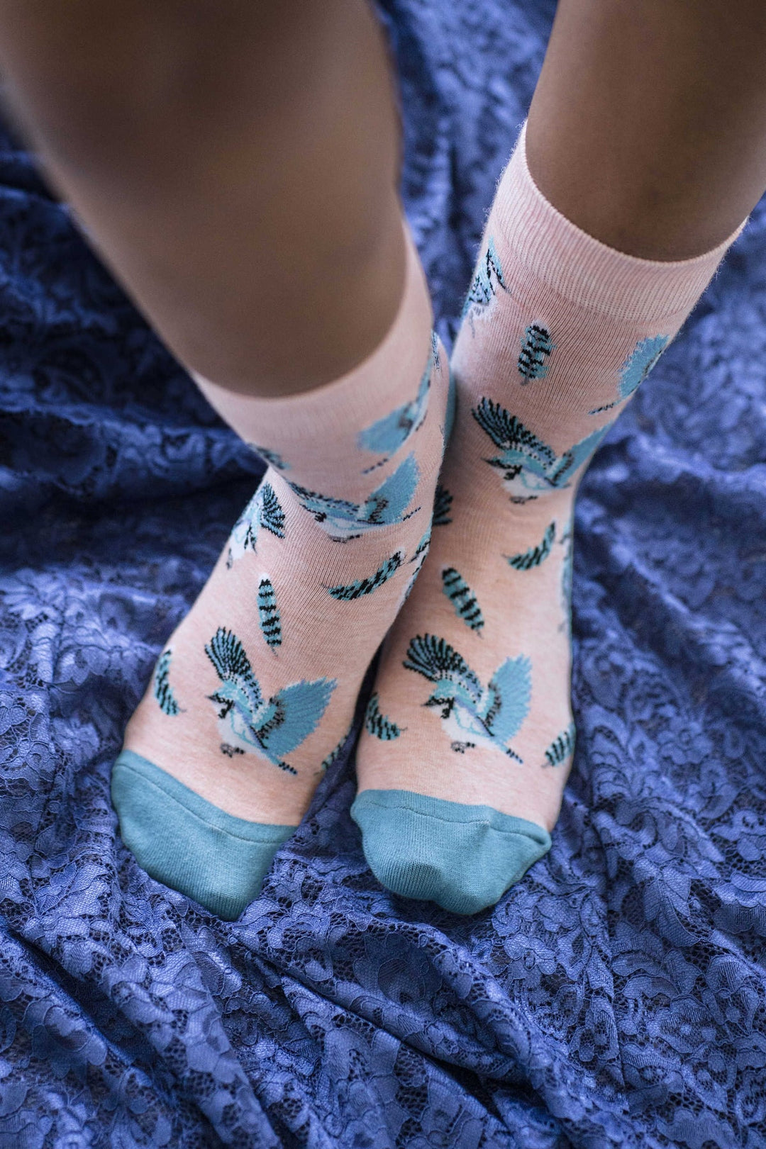 "Blue Jays" Cotton Crew Socks by Good Luck Sock -Medium
